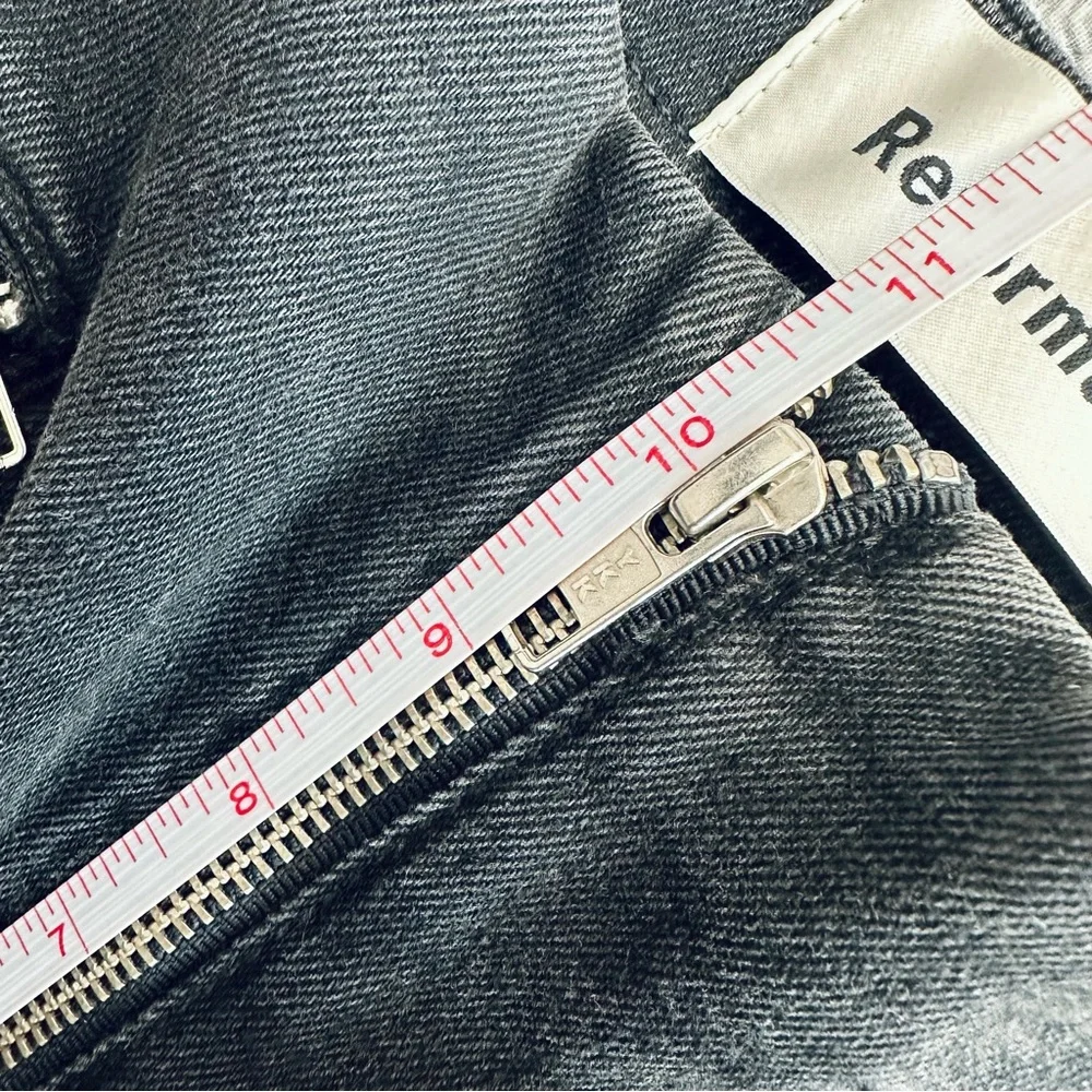 Reformation Niki Jean in Argentine Black Denim Zippers Skinny Size 26 - Picture 11 of 14